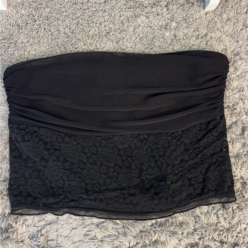Tiger Mist Black Strapless Lace Top